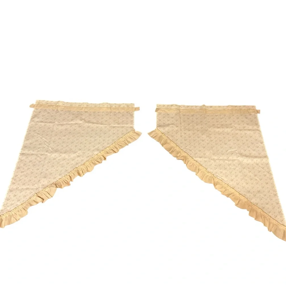 VINTAGE Rooster Curtains for one Window Complete Country Farmhouse Cottage Tan +